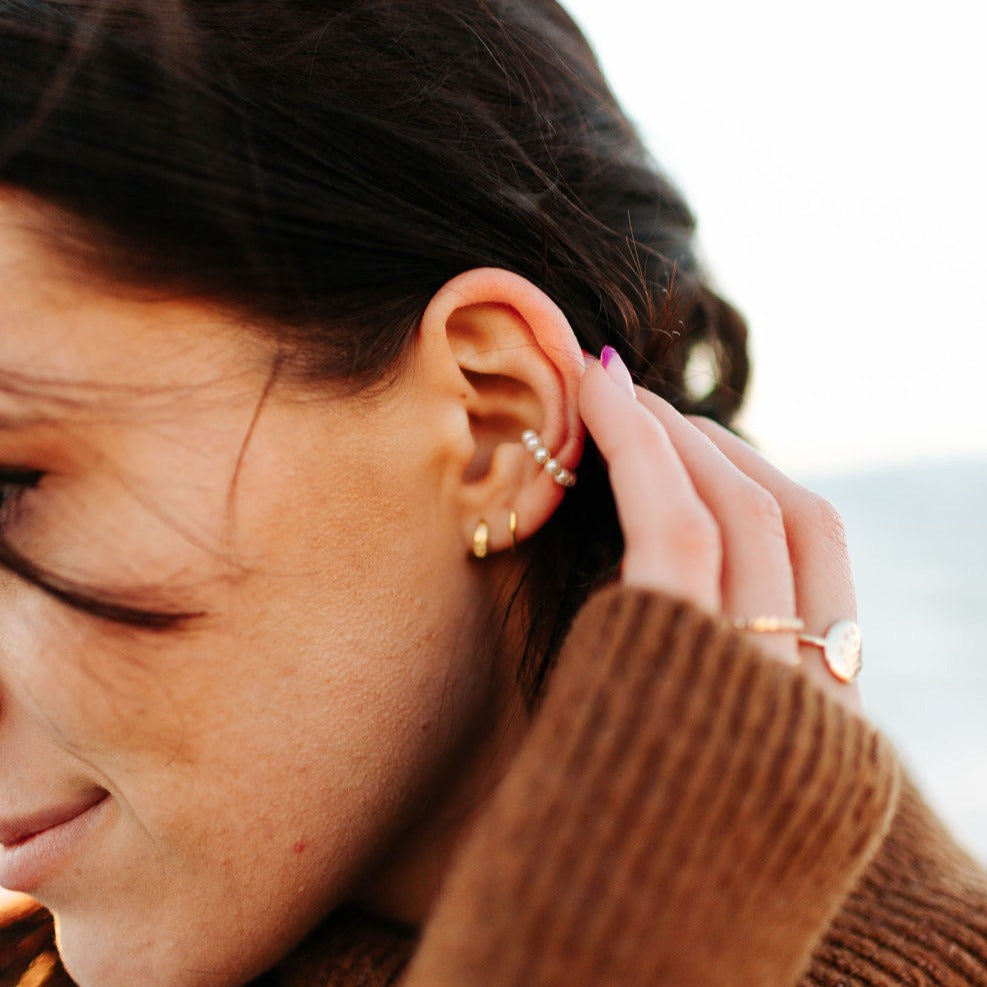 Princess Gold Filled Pearl Ear Cuff-AURA REGALIA 
