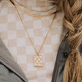 Checkered Necklace in Gold-AURA REGALIA 