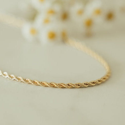 Naomi Gold Filled Rope Necklace-AURA REGALIA 
