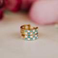 Blue & White Checkered Hoops-AURA REGALIA 