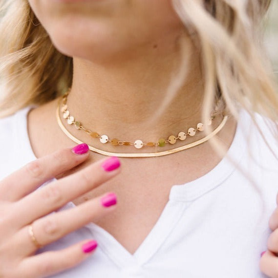 Jade Herringbone Necklace-AURA REGALIA 