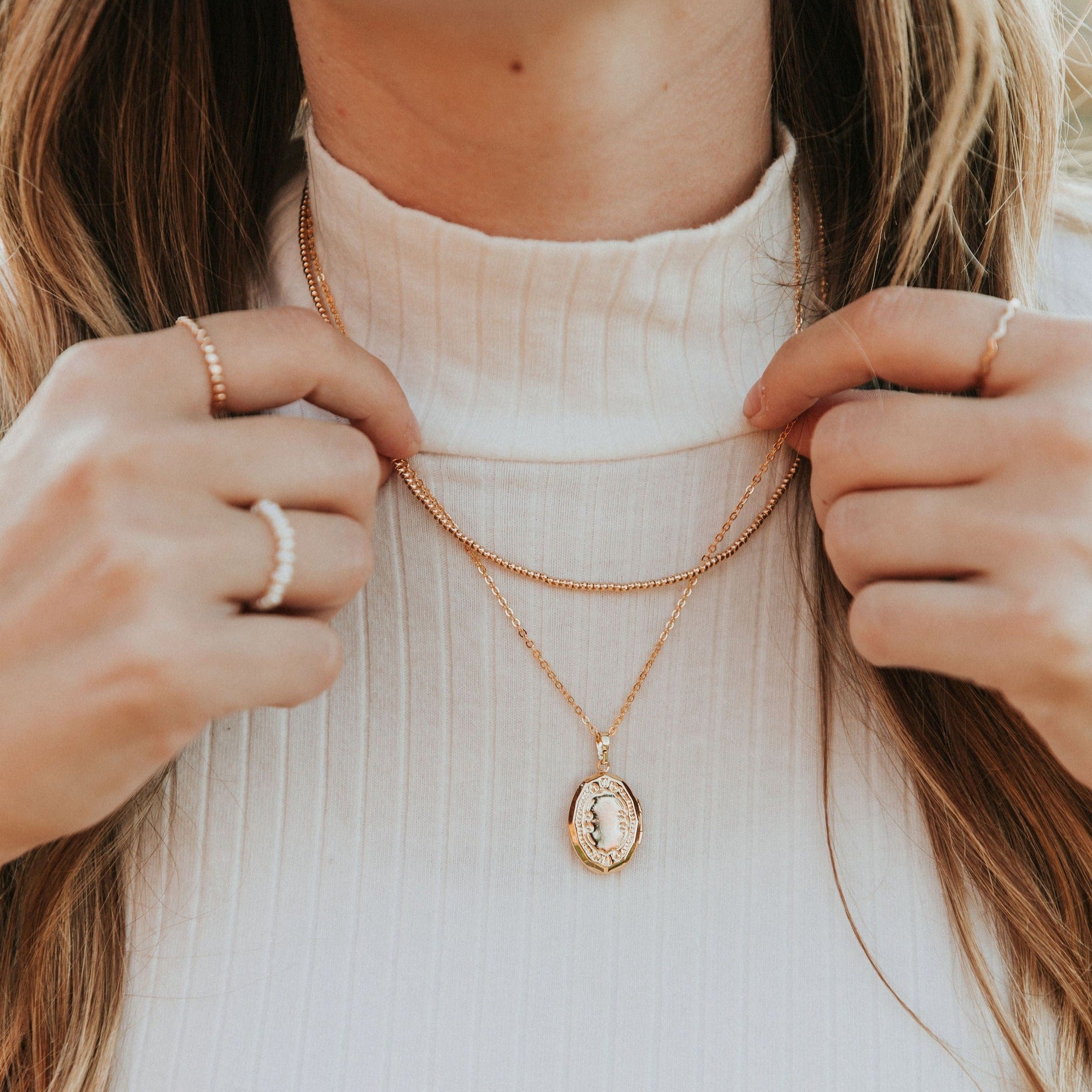 Staci Gold Filled Bead Necklace-AURA REGALIA 