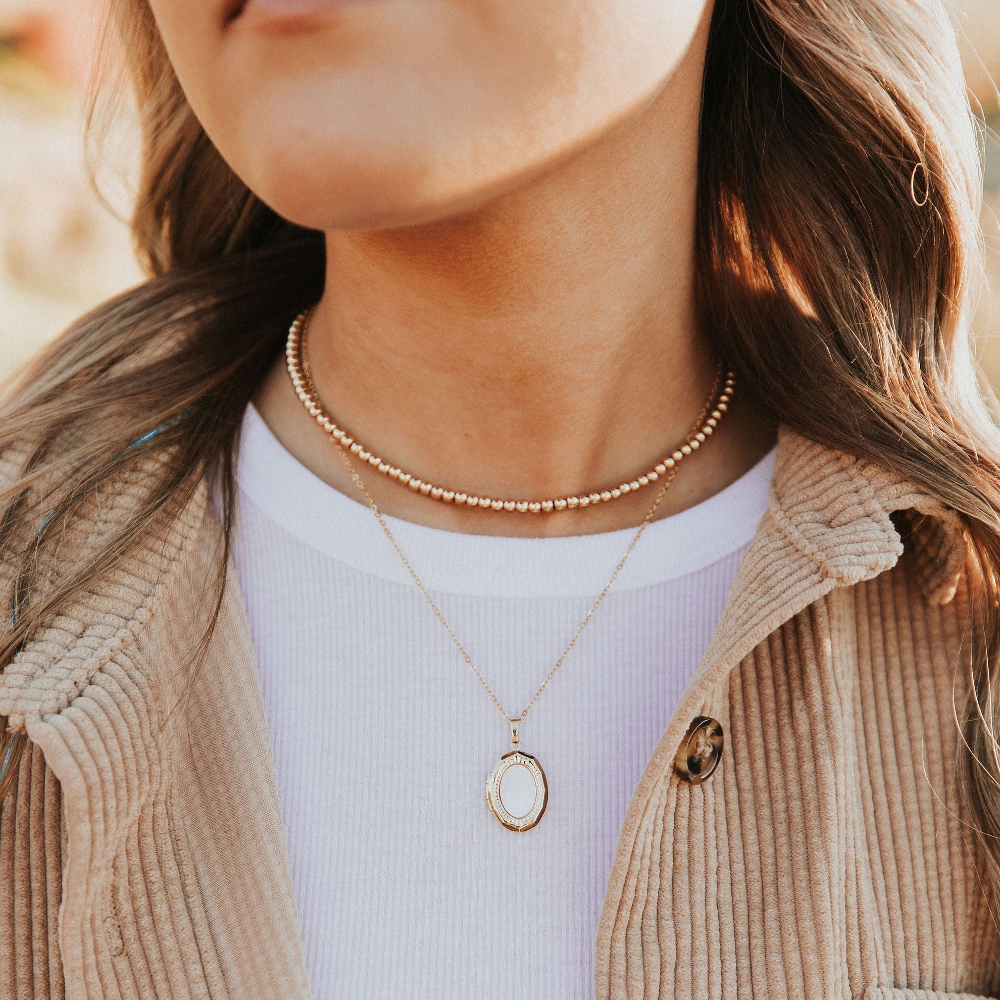 Staci Gold Filled Bead Necklace-AURA REGALIA 