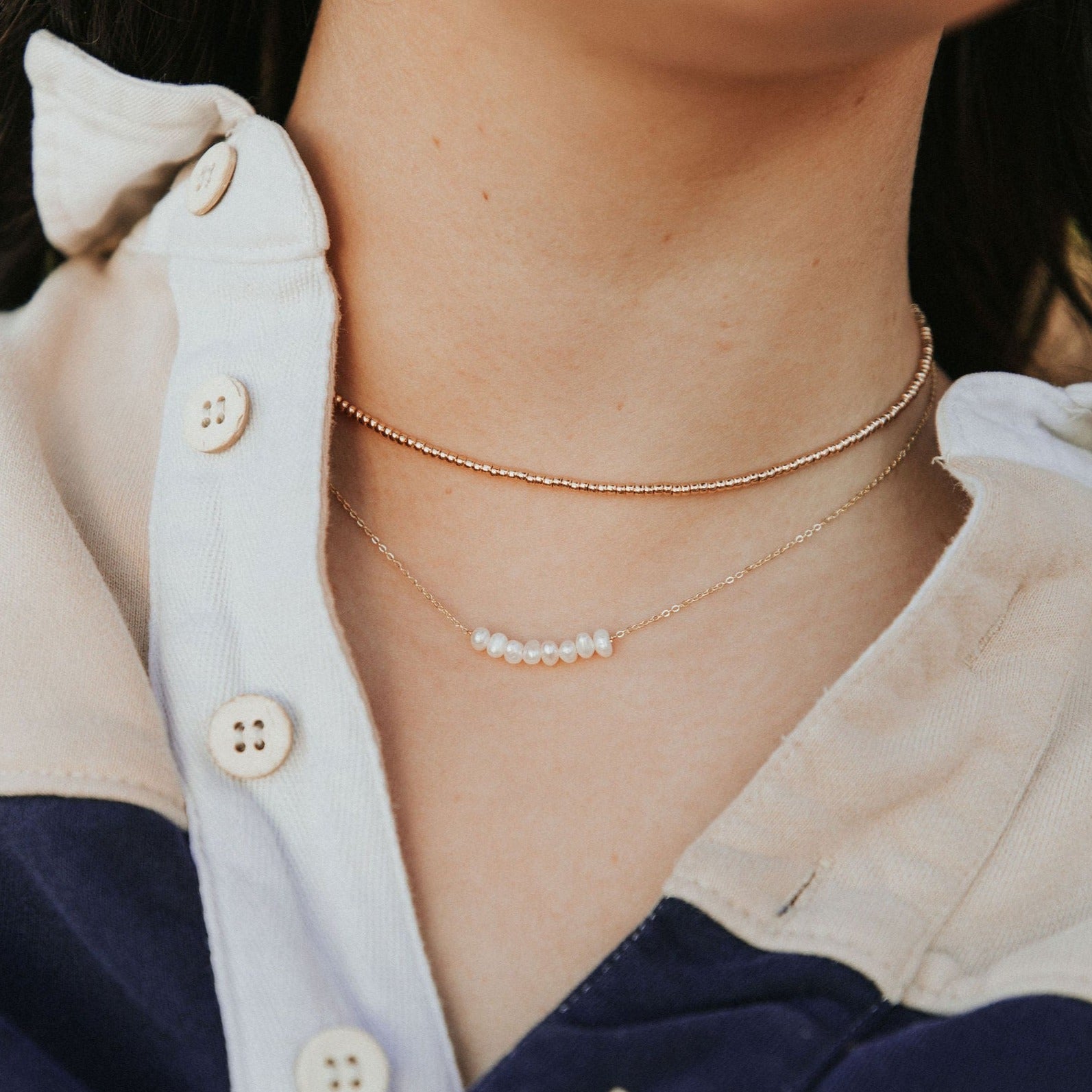 Staci Gold Filled Bead Necklace-AURA REGALIA 