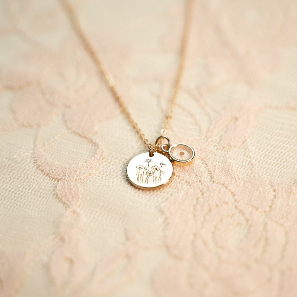 Poppy Necklace with Mustard Seed-AURA REGALIA 