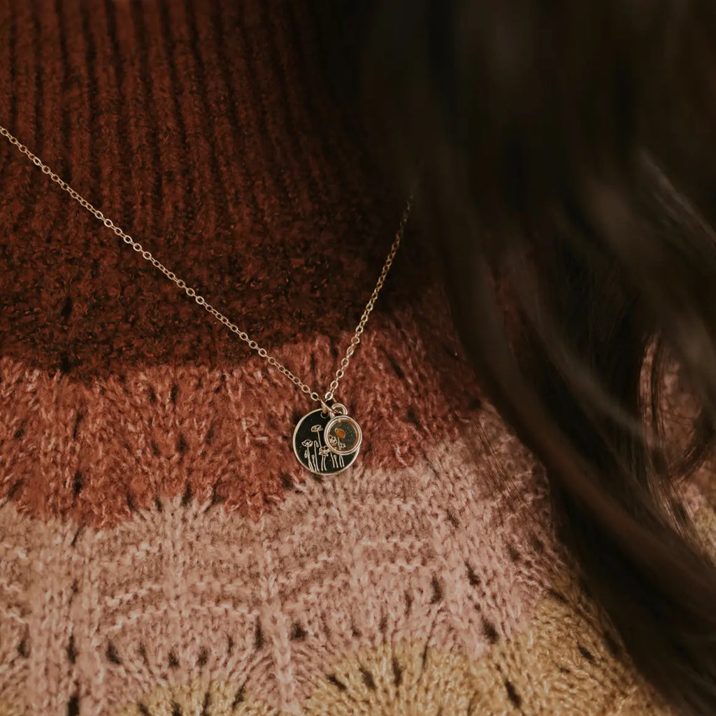 Poppy Necklace with Mustard Seed-AURA REGALIA 