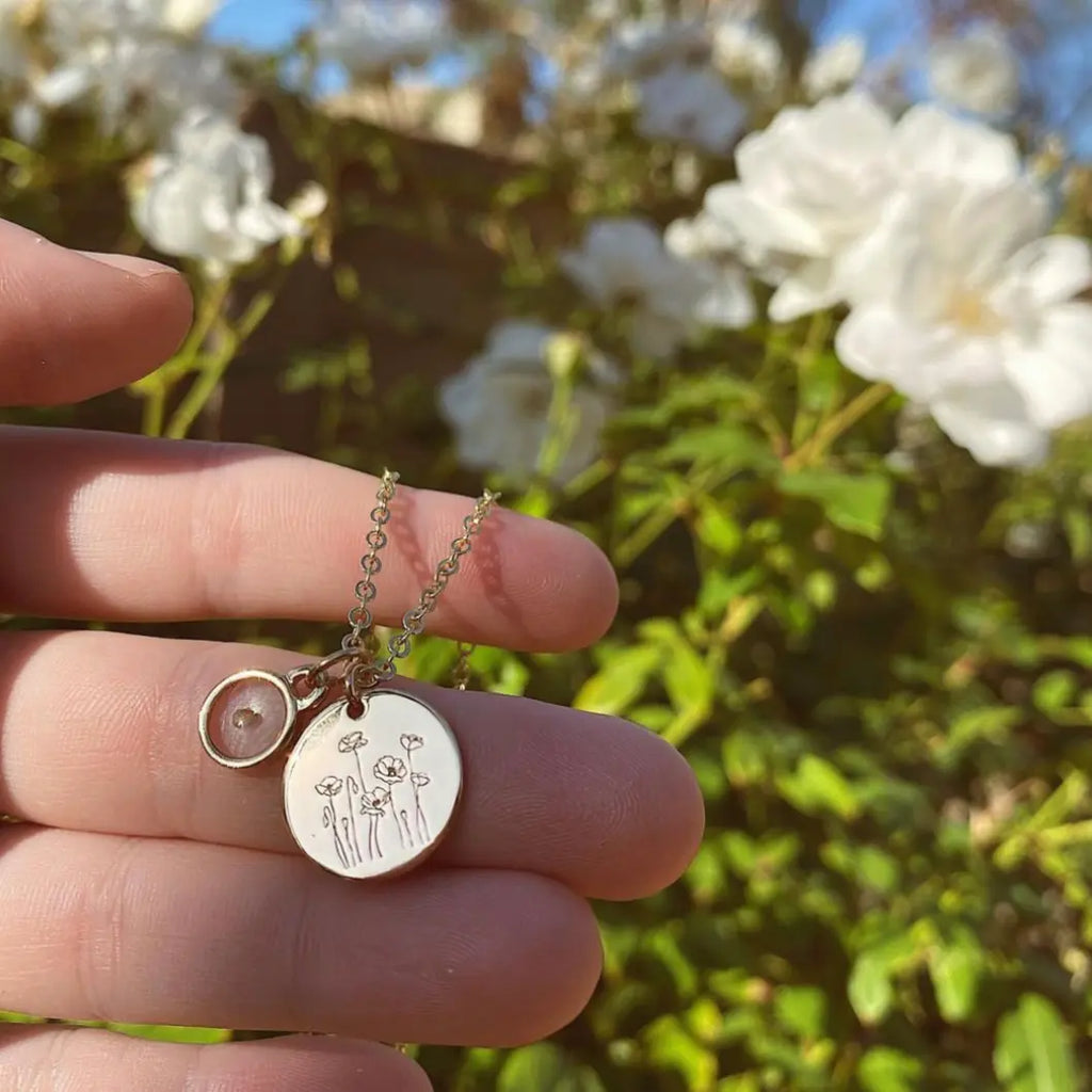 Poppy Necklace with Mustard Seed-AURA REGALIA 