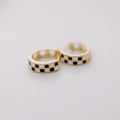 Black & White Checkered Hoops-AURA REGALIA 