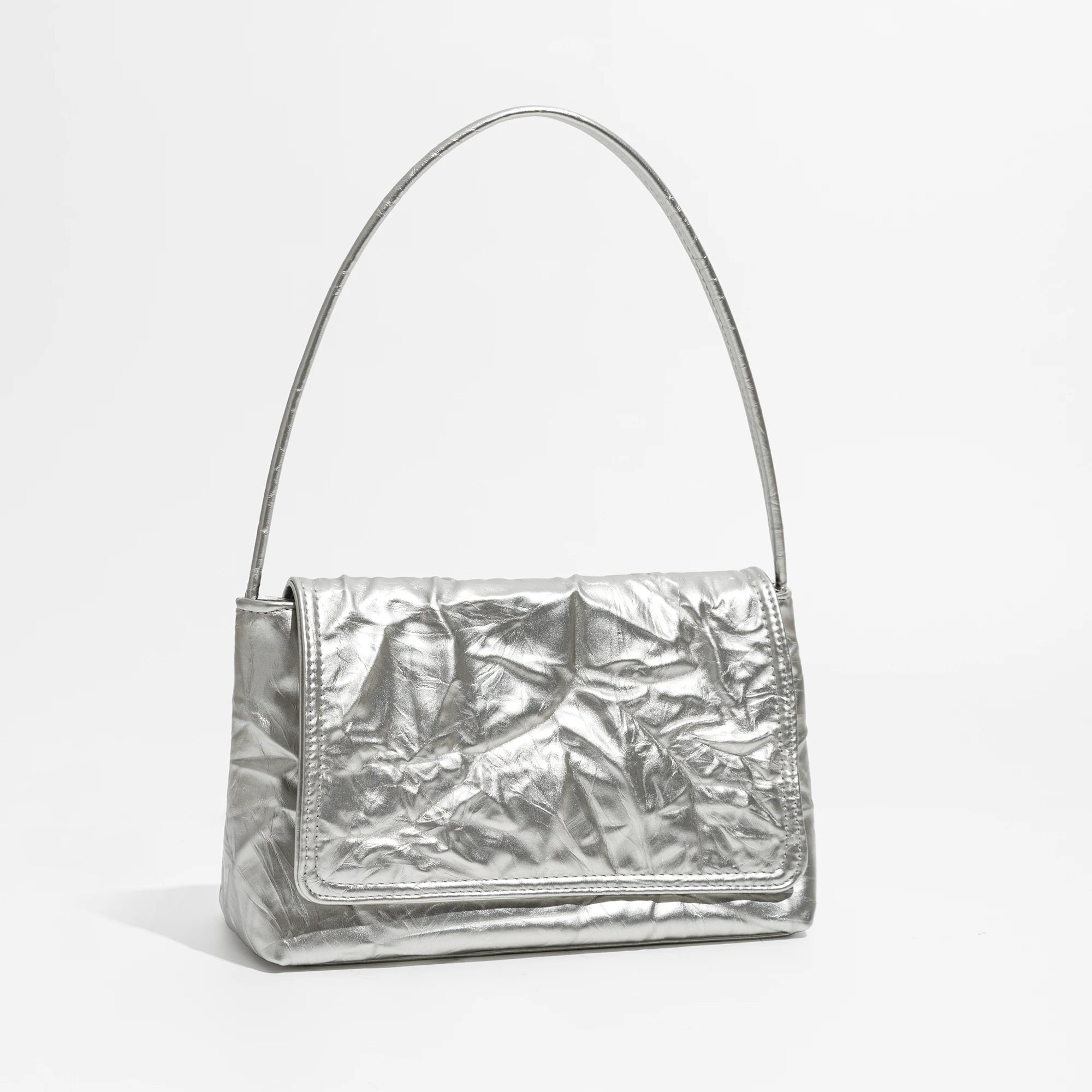 Silver Flap Clutch Purse