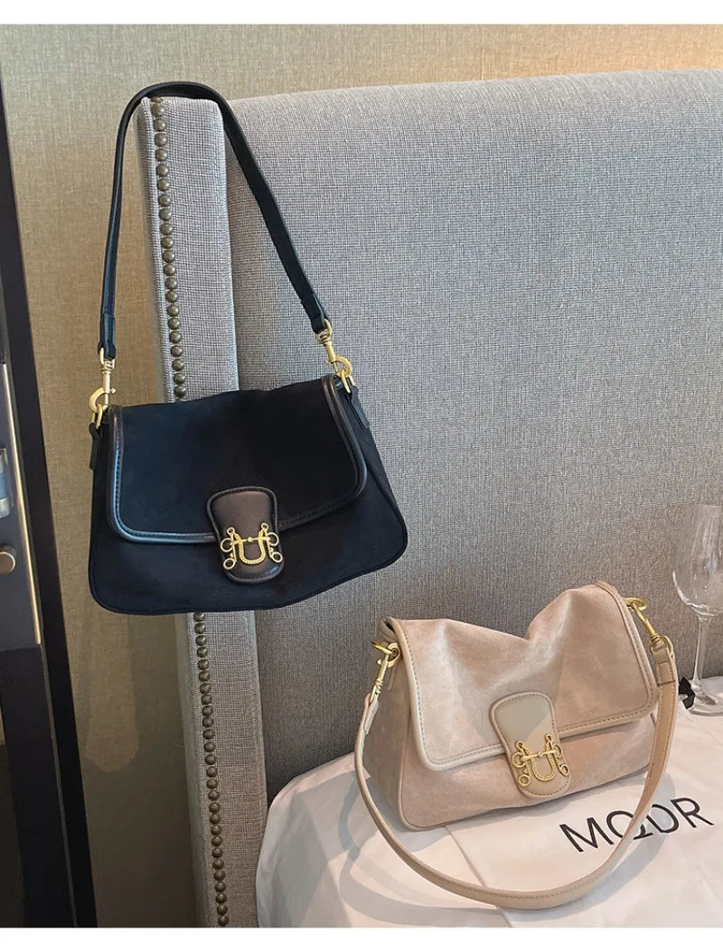 Women Suede Soft Leather Handbags Messenger