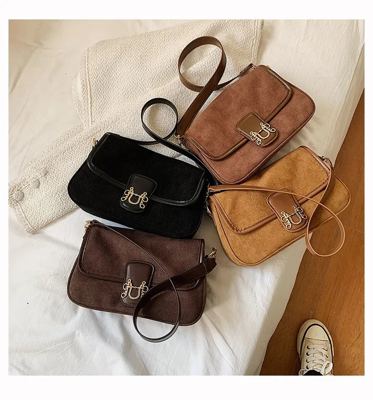 Women Suede Soft Leather Handbags Messenger