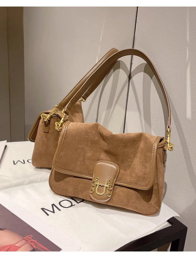 Women Suede Soft Leather Handbags Messenger