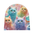 Pastel Rainbow Kittens Baby Beanie | All-Over Print Cat Pattern