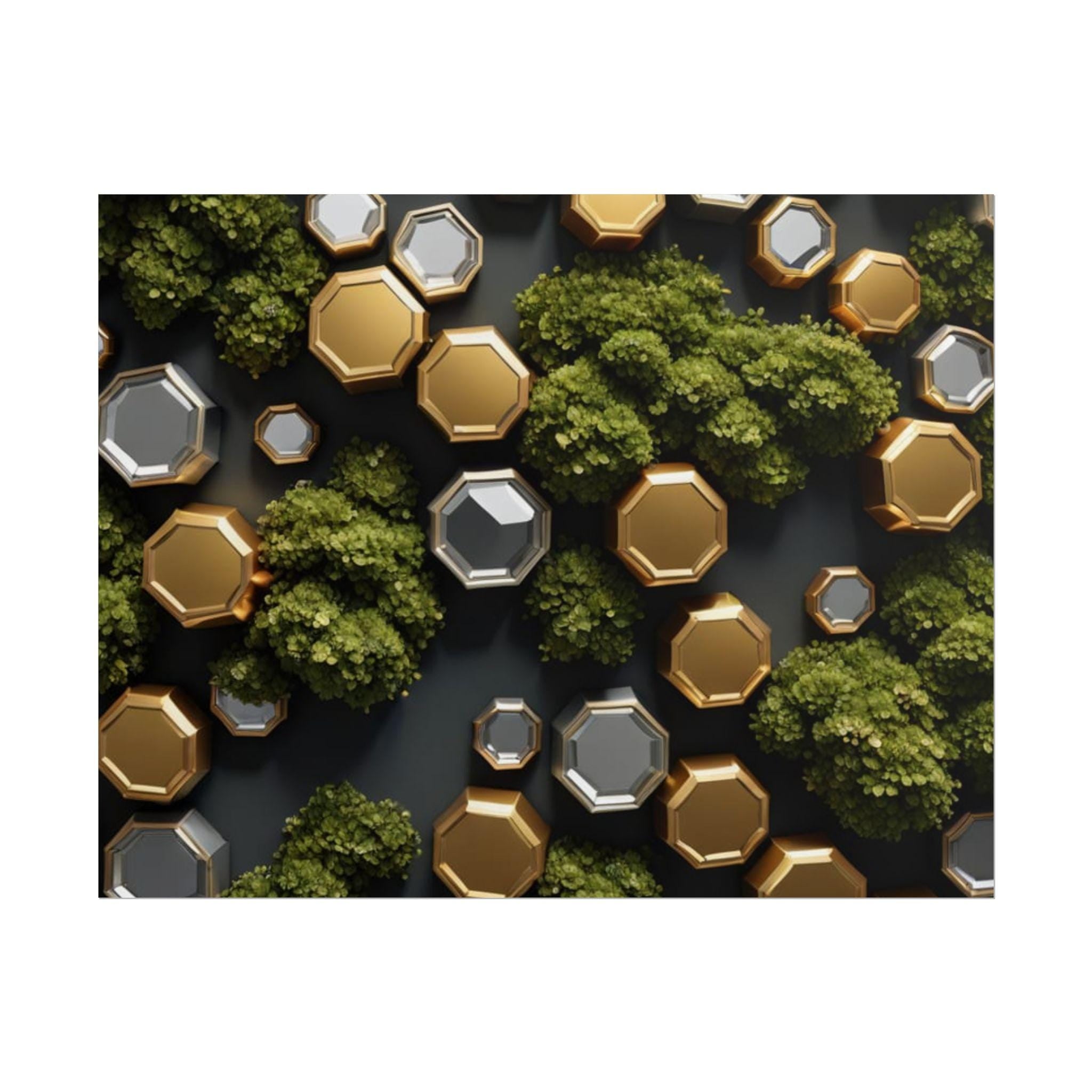 Geometric Moss Poster, Modern Giclée Wall Art