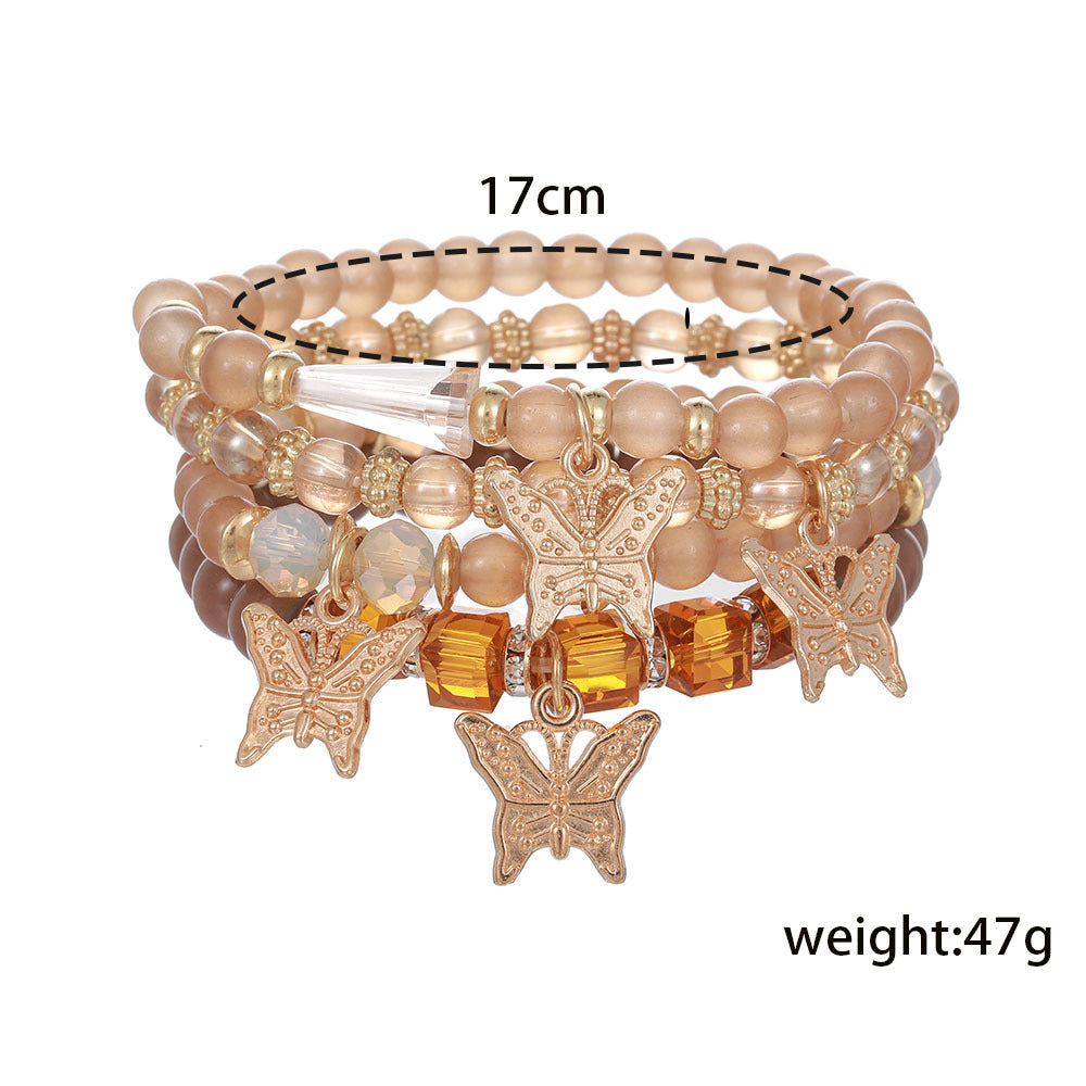 Design Sense Niche Twin Elastic Bohemian Butterfly Bracelet For Women