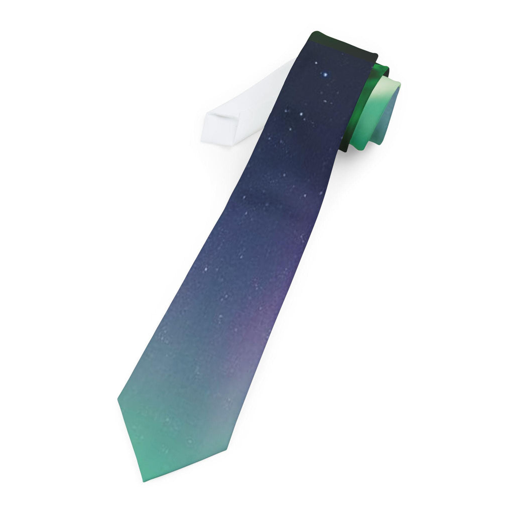 Green Nebula Necktie | Abstract Aurora Pattern, Slim Formal Tie