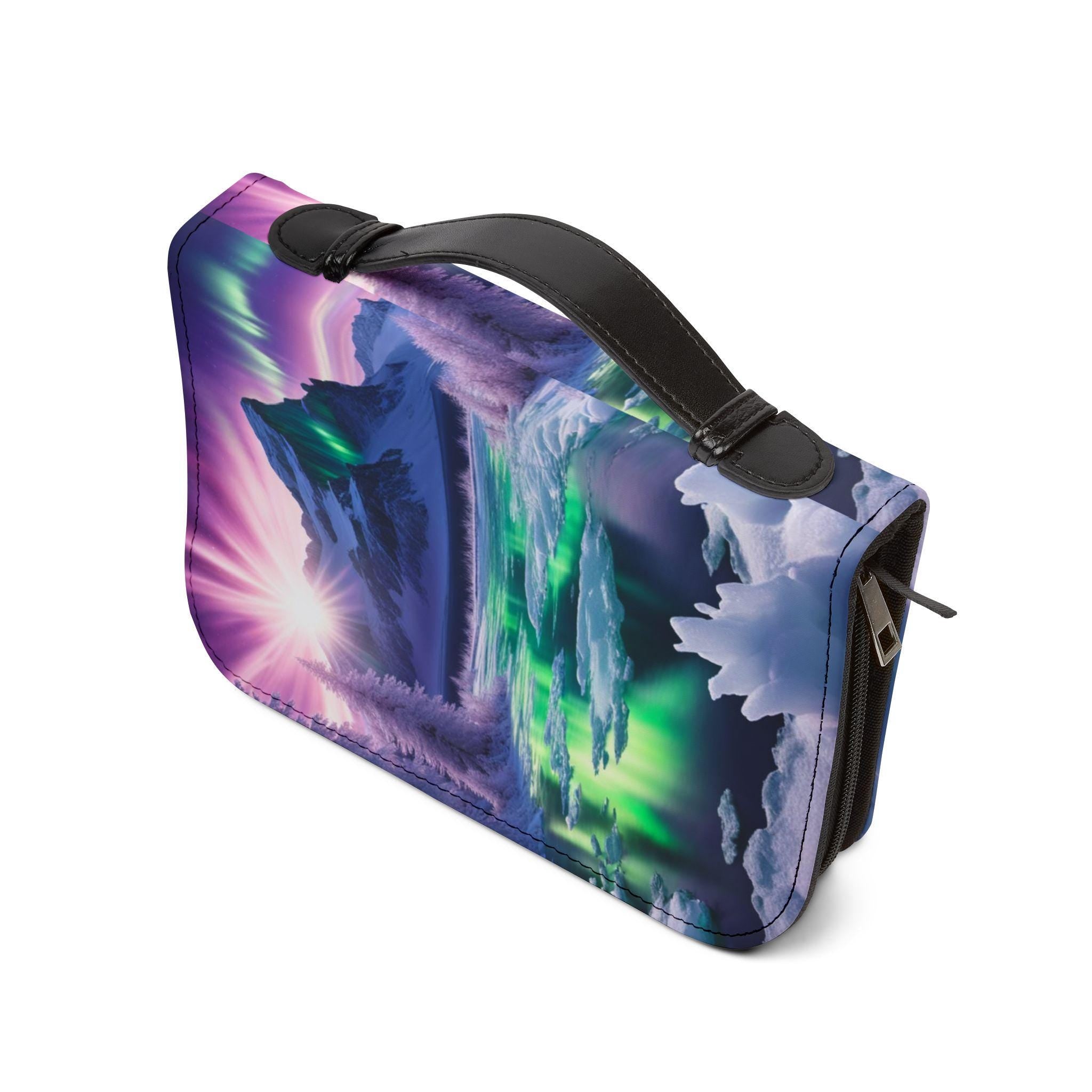 Aurora Mountain Landscape Bible Cover | Northern Lights Zippered Case