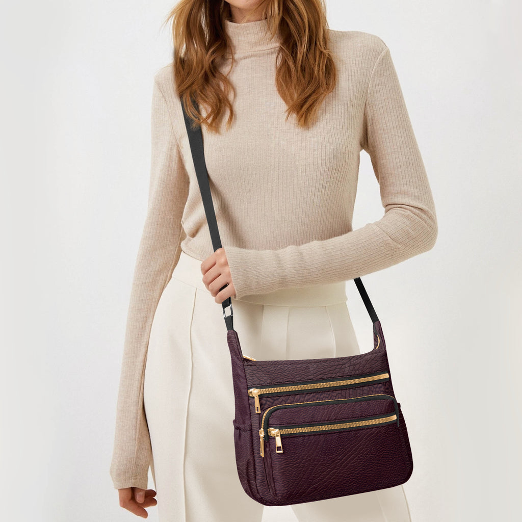 Dark Cherry Multi-pocket Crossbody Bag | Aura Regalia-AURA REGALIA 