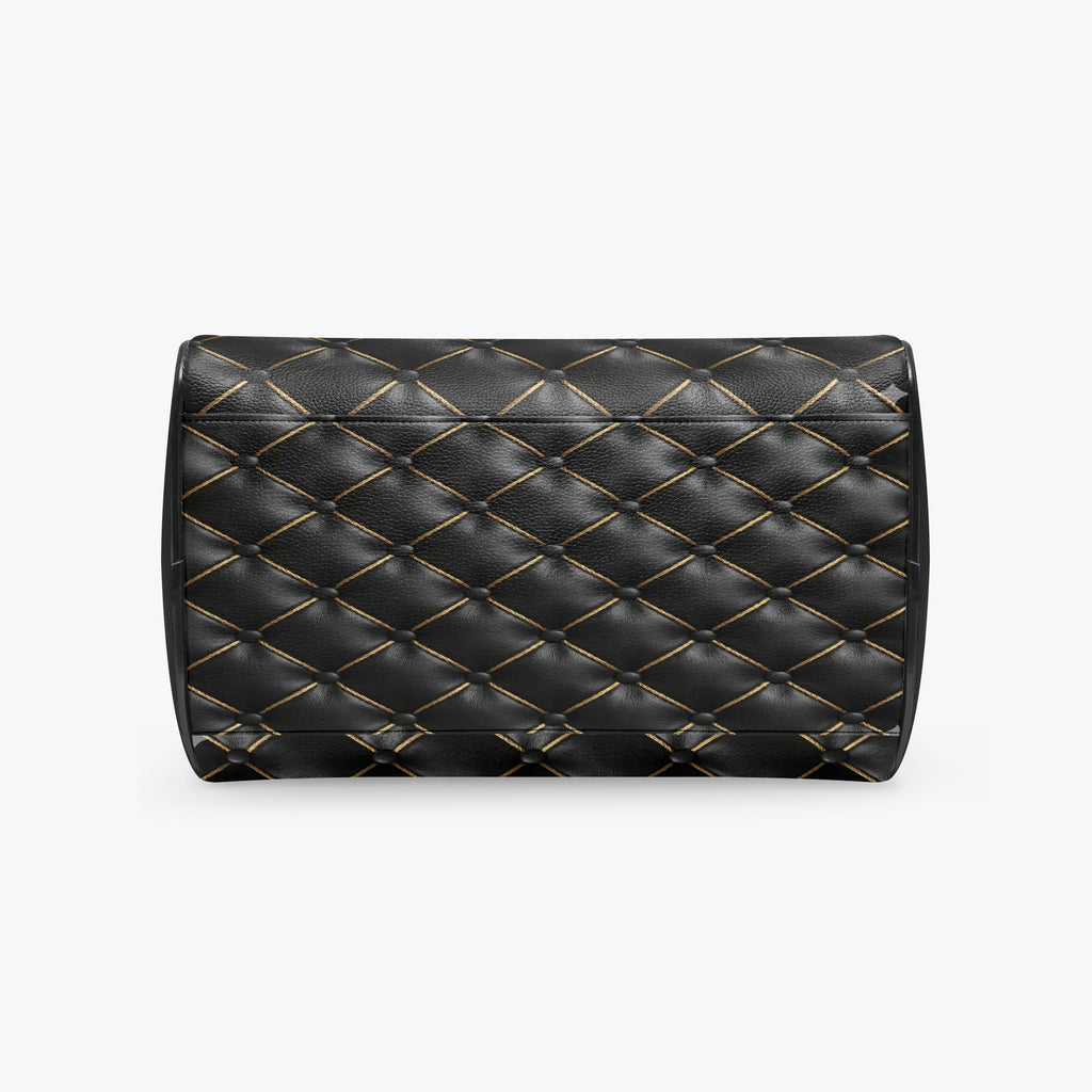 Noir Quilted Faux Leather Satchel – Art Deco-AURA REGALIA 