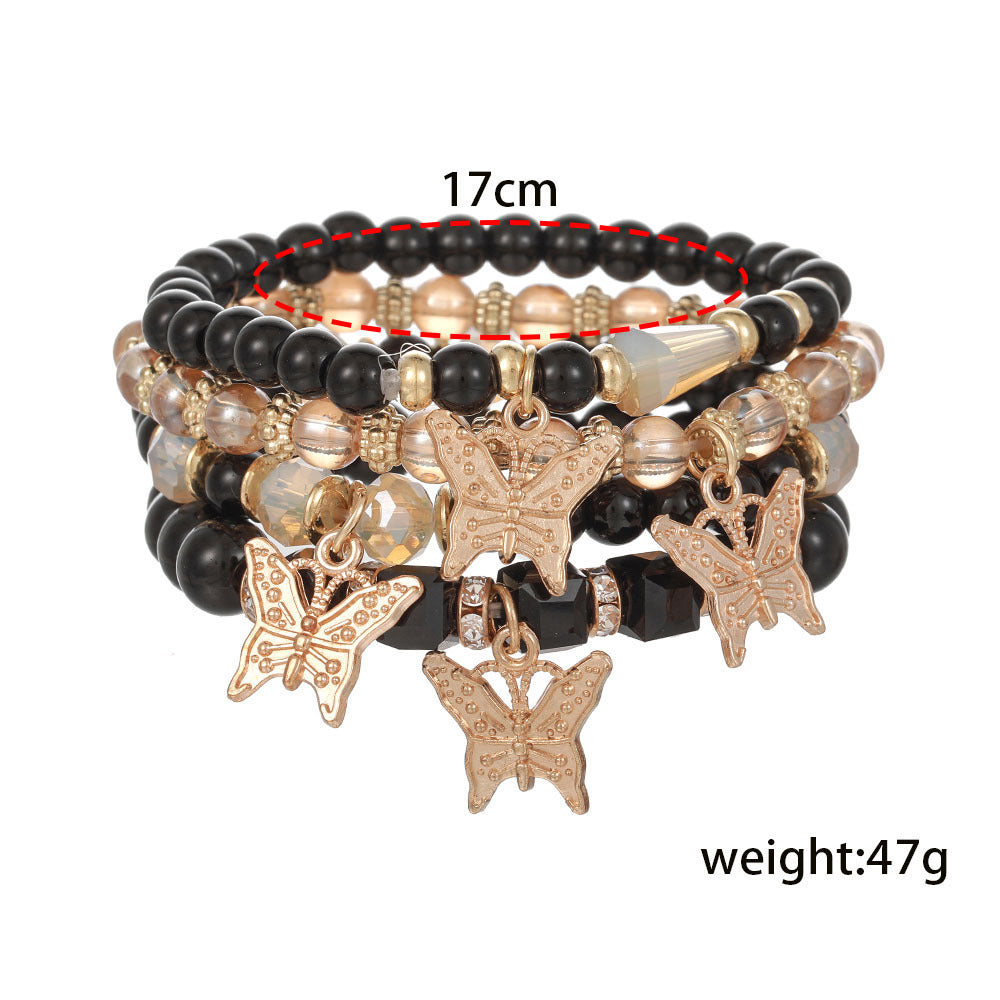 Design Sense Niche Twin Elastic Bohemian Butterfly Bracelet For Women