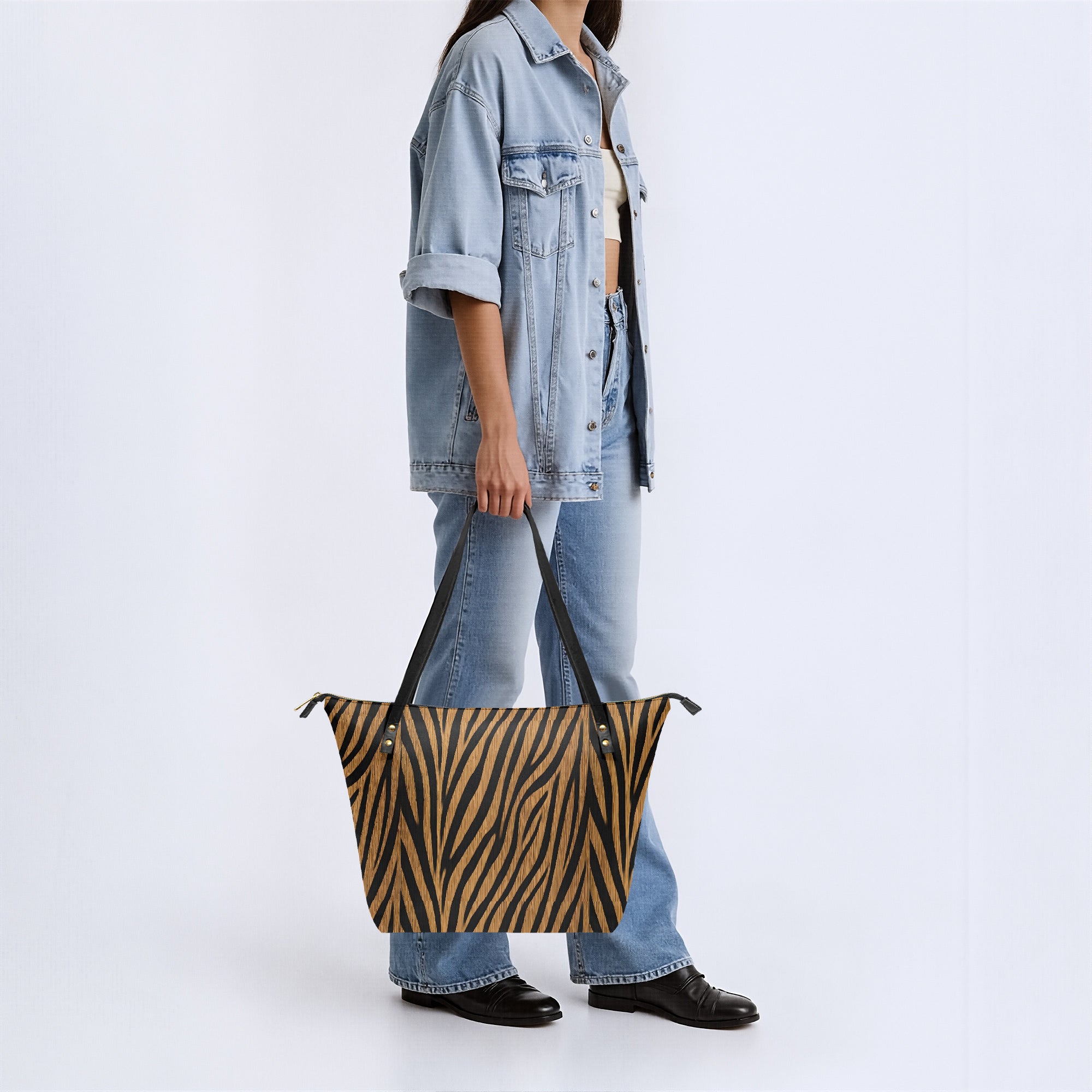 Aura Regalia | Animal Print Roomy PU Tote Bag-AURA REGALIA 