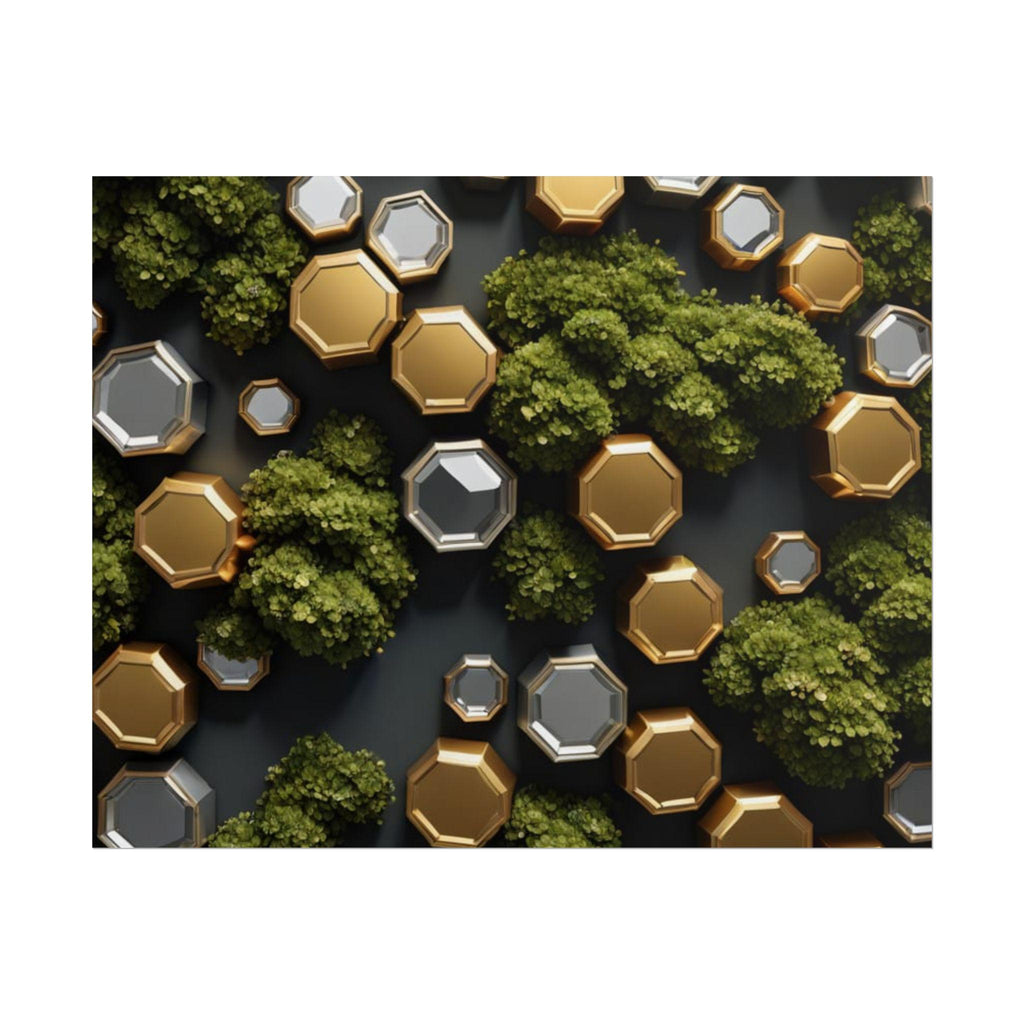 Geometric Moss Poster, Modern Giclée Wall Art