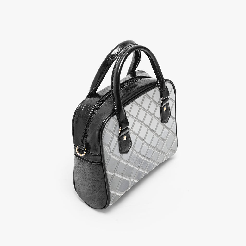 Silver Diamond Shape Casual Leather Saddle Bag | Aura Regalia-AURA REGALIA 
