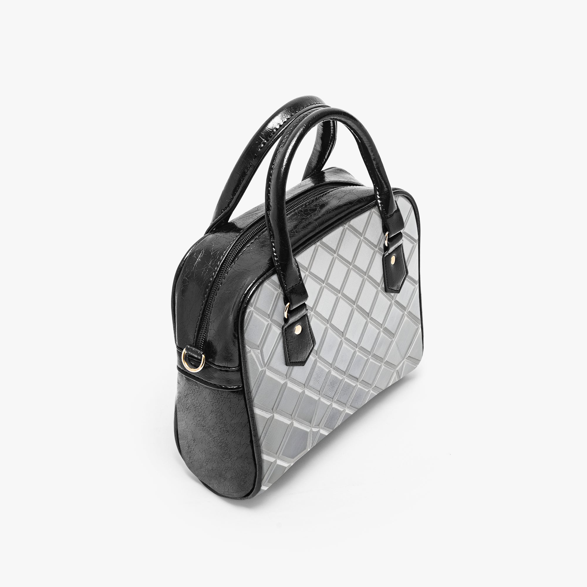 Silver Diamond Shape Casual Leather Saddle Bag | Aura Regalia-AURA REGALIA 