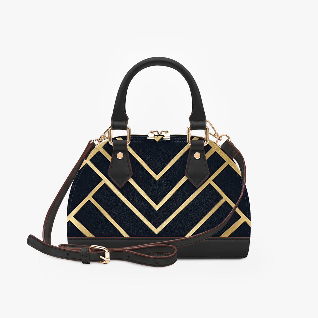 Noir Chevron Dome Satchel Handbag – Art Deco Capsule-AURA REGALIA 