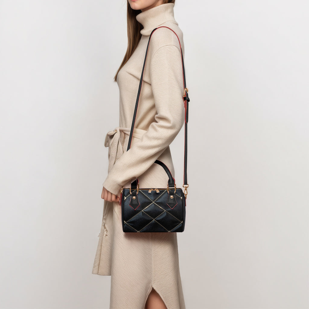 Regalia Starline Satchel – Art Deco Faux Leather Bag-AURA REGALIA 