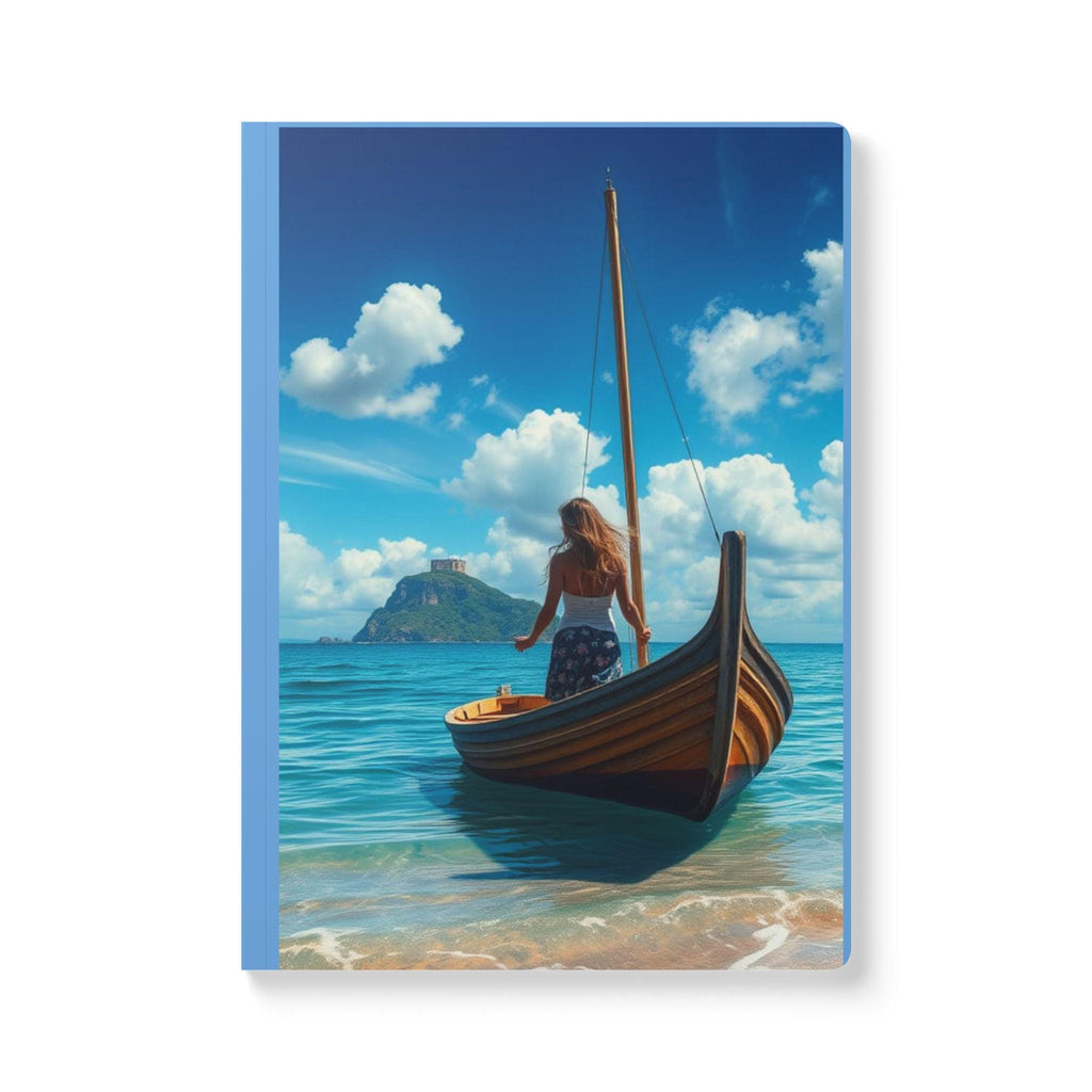 Coastal Boat Softcover Journal: Beach Travel Notebook (5.75" x 8")