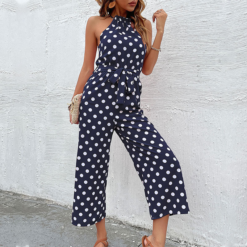 Loose Wide-leg Fashion Polka-dot Jumpsuit-AURA REGALIA 