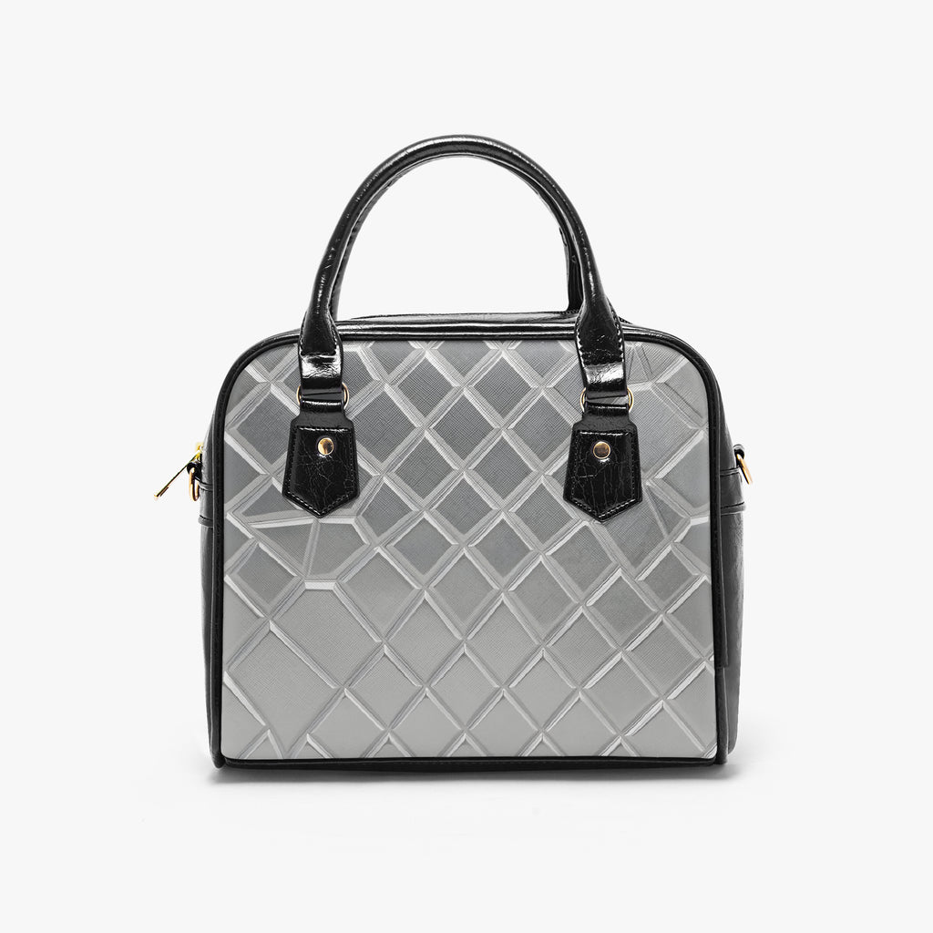 Silver Diamond Shape Casual Leather Saddle Bag | Aura Regalia-AURA REGALIA 