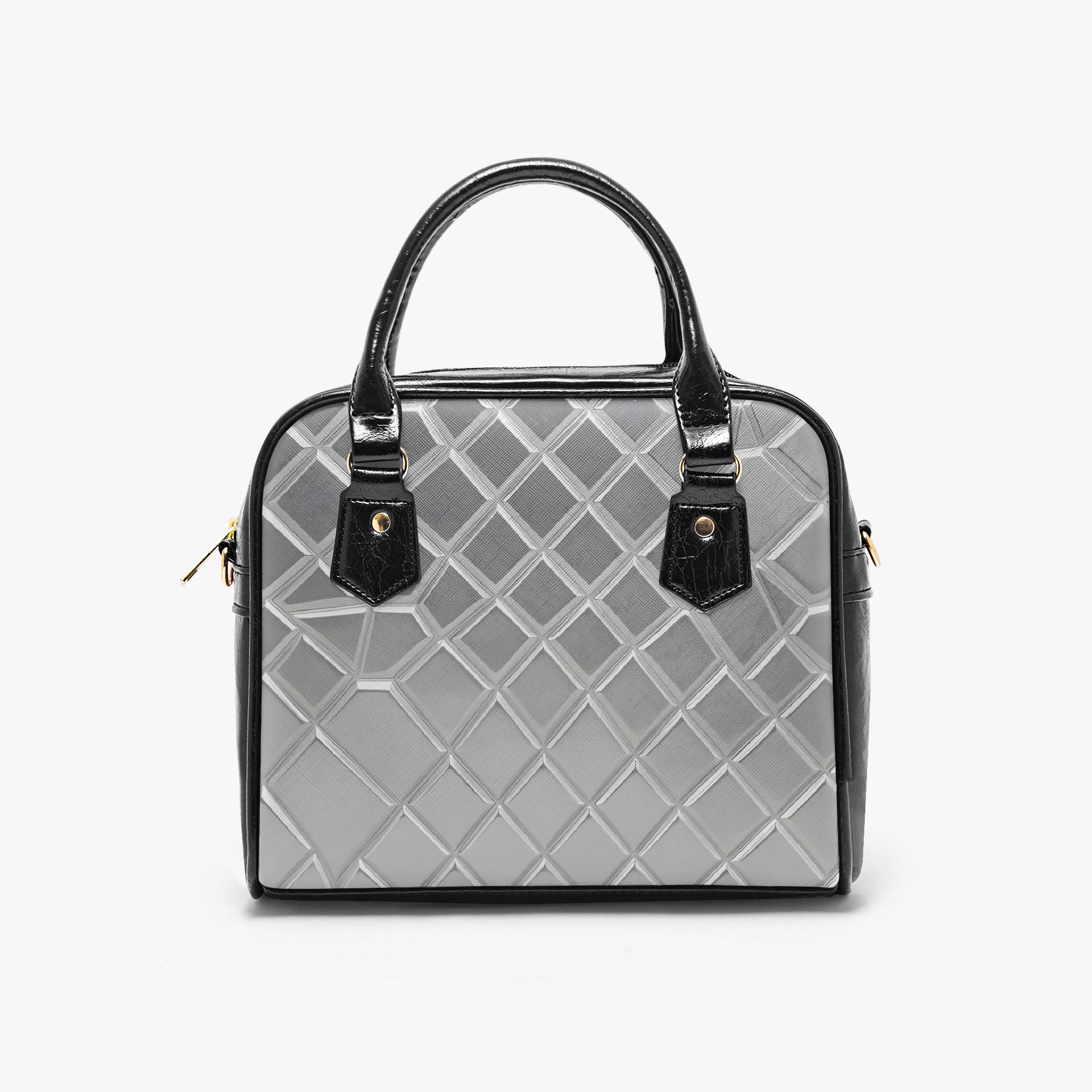 Silver Diamond Shape Casual Leather Saddle Bag | Aura Regalia-AURA REGALIA 