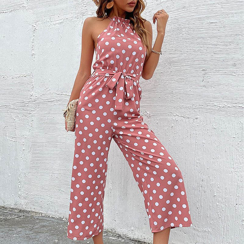 Loose Wide-leg Fashion Polka-dot Jumpsuit-AURA REGALIA 