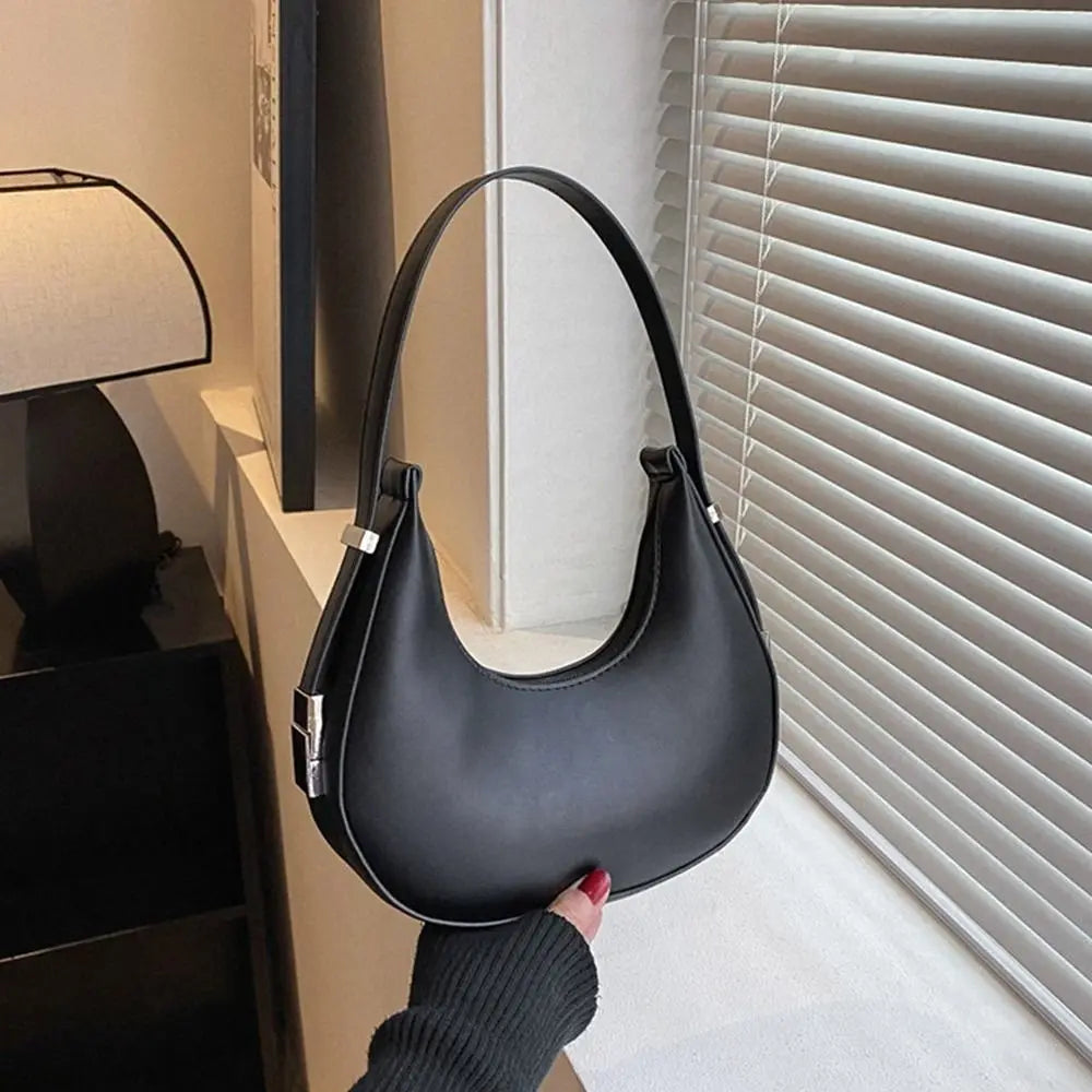 Clutch Handbags Half Moon Solid Color Hobos Bags