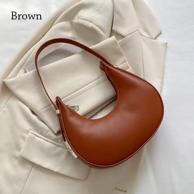 Clutch Handbags Half Moon Solid Color Hobos Bags