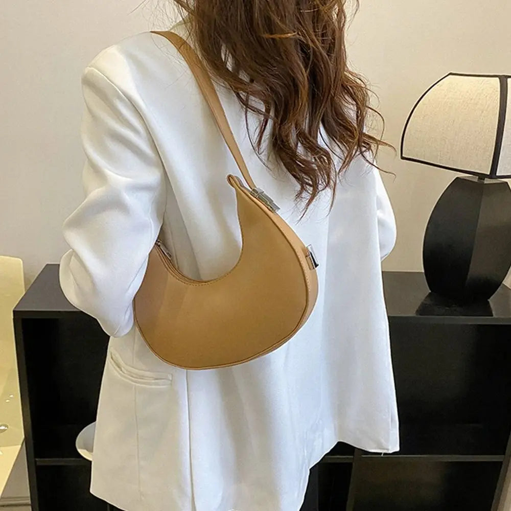 Clutch Handbags Half Moon Solid Color Hobos Bags