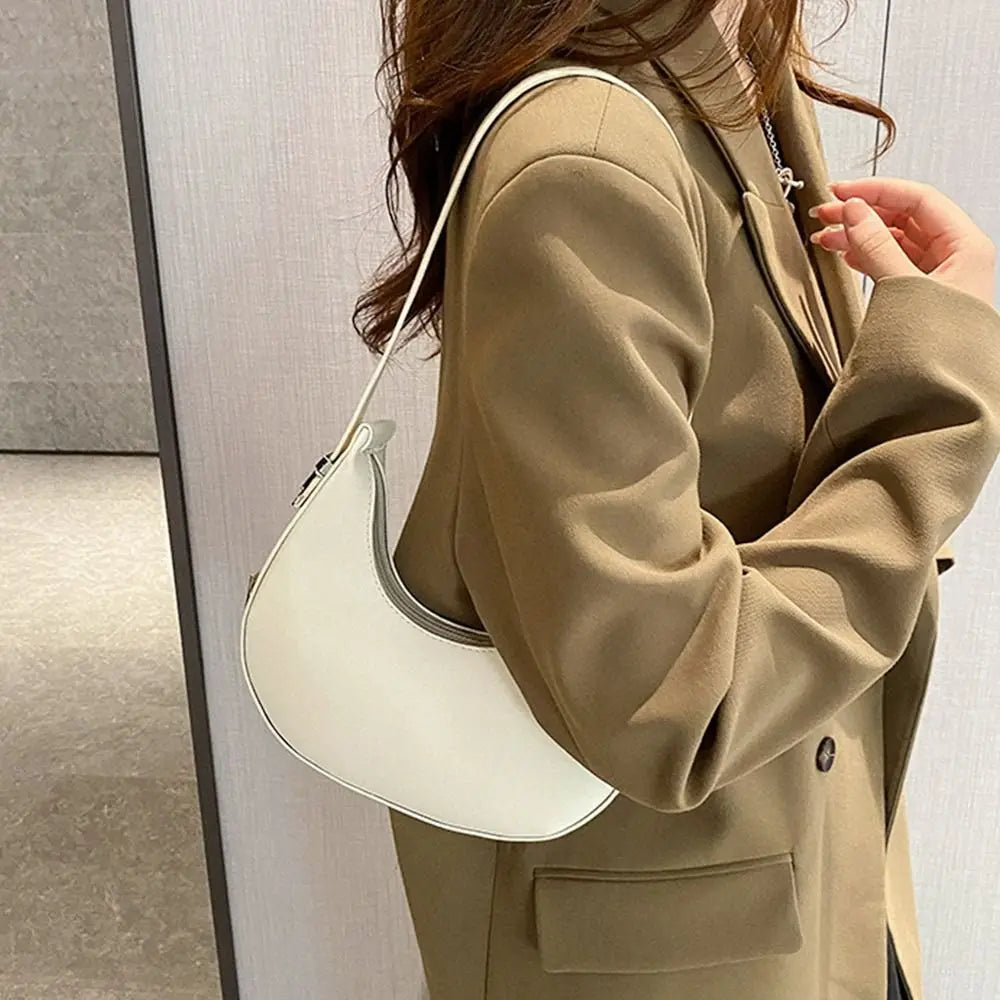 Clutch Handbags Half Moon Solid Color Hobos Bags