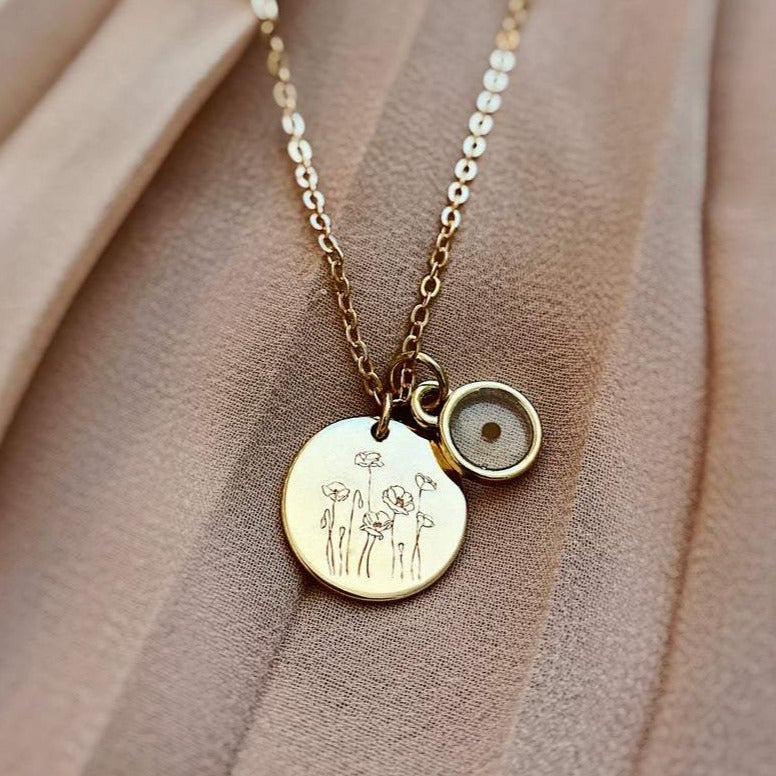 Poppy Necklace with Mustard Seed-AURA REGALIA 