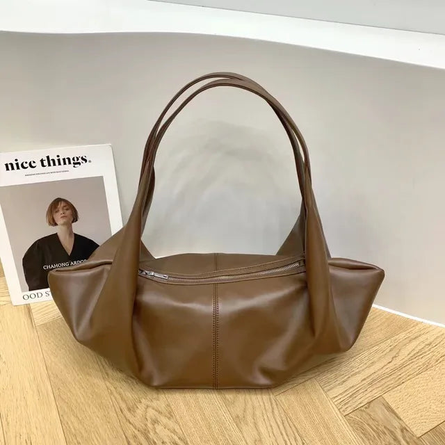 Checkerboard Market Women Underarn Shoulder Bag Vintage Dumpling Design Leather Tote Handbags Casual Phone Purses