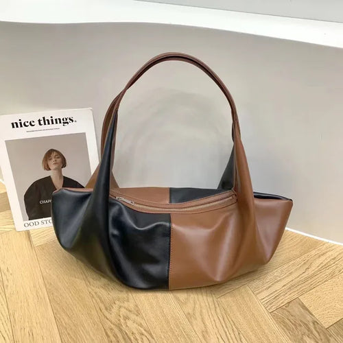 Checkerboard Market Women Underarn Shoulder Bag Vintage Dumpling Design Leather Tote Handbags Casual Phone Purses