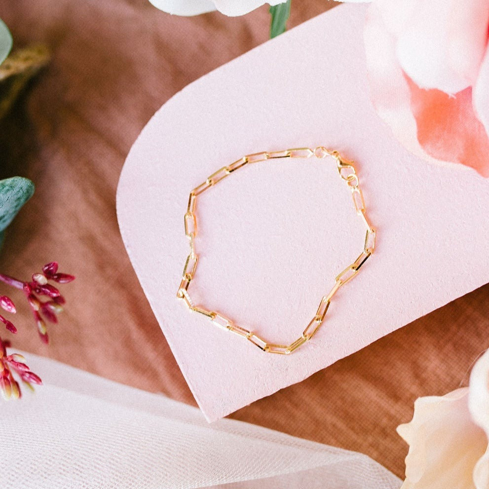 Madeline Gold Filled Paperclip Bracelet-AURA REGALIA 