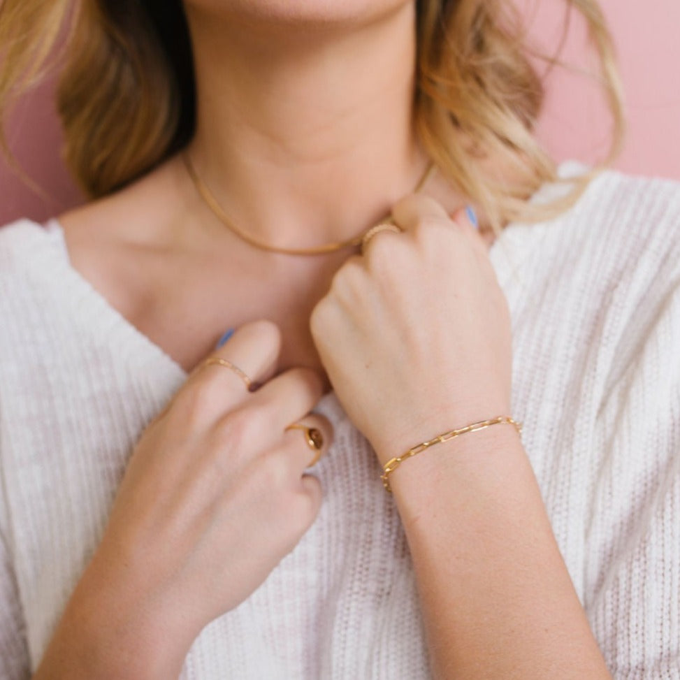 Madeline Gold Filled Paperclip Bracelet-AURA REGALIA 