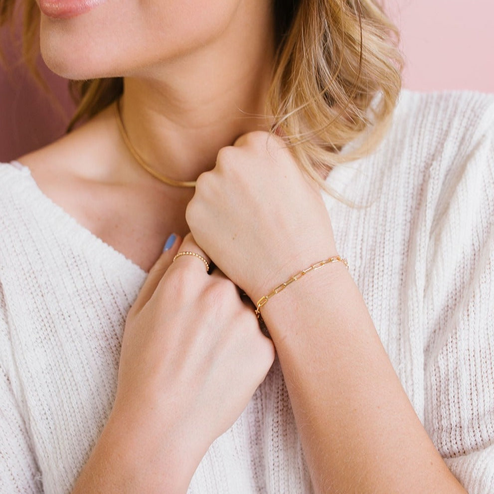Madeline Gold Filled Paperclip Bracelet-AURA REGALIA 