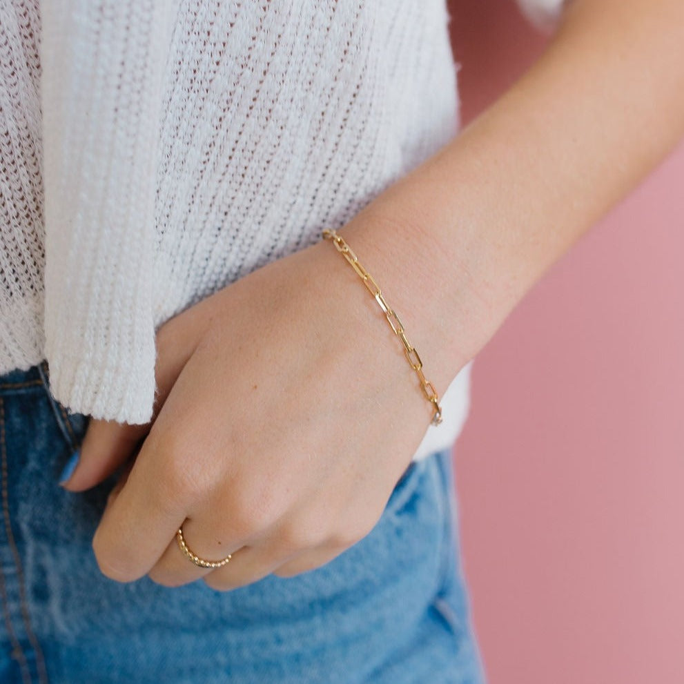 Madeline Gold Filled Paperclip Bracelet-AURA REGALIA 